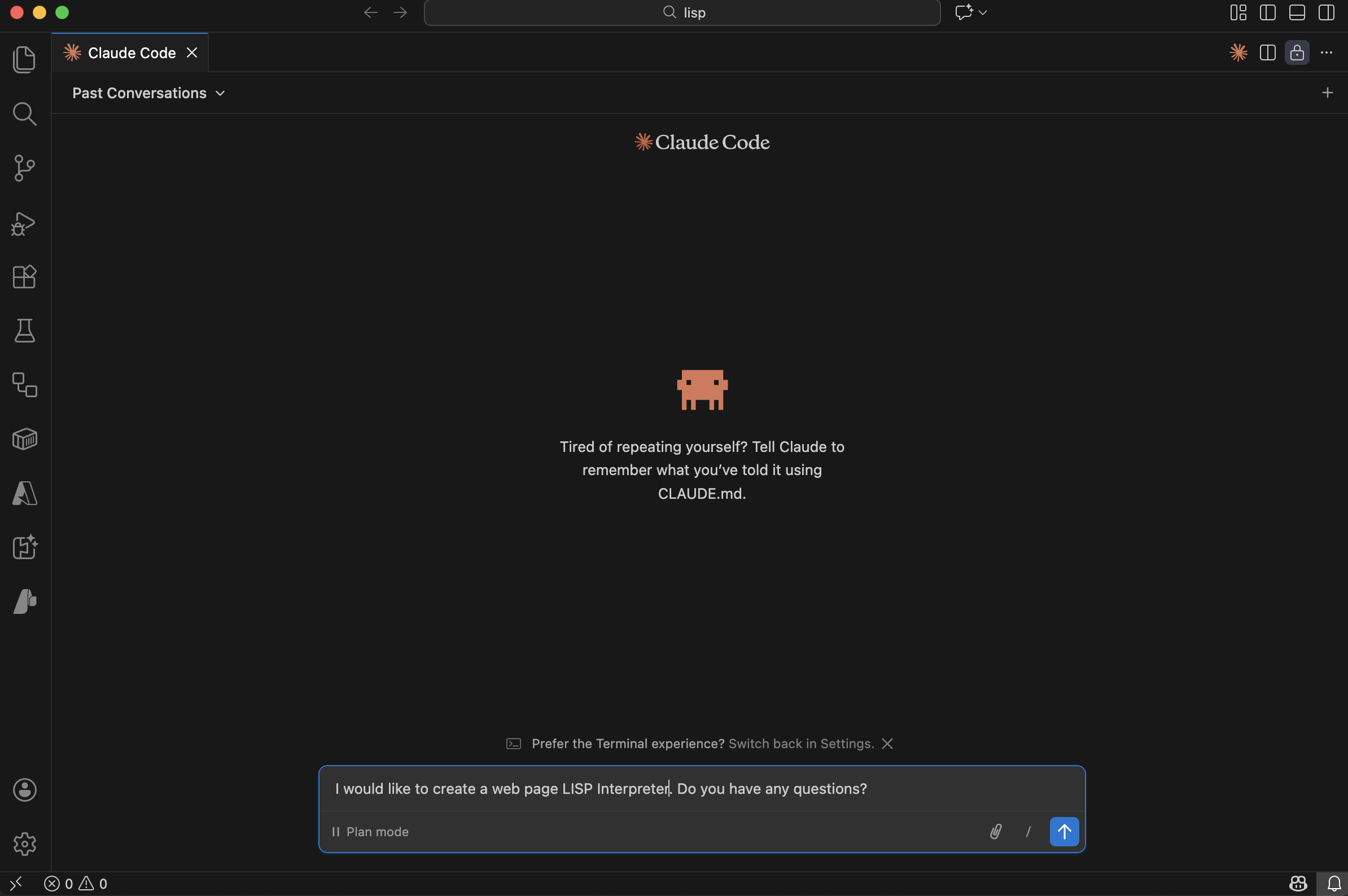 I would like to create a web page LISP Interpreter. Do you have any questions?